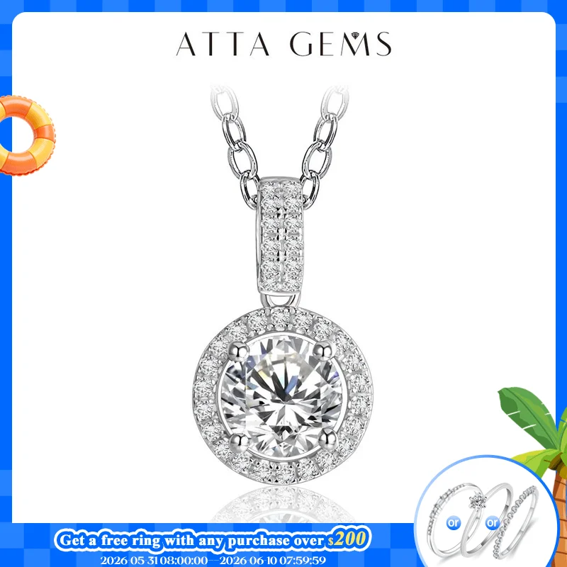 925 Silver Rhodium plating Pendant For Women Round 6.5mm 1CT lab diamond Luxury Moissanite Gemstone Pendant Necklace for Wedding