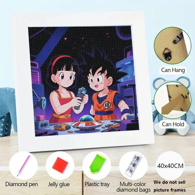 

1 шт. DIY 5D Full Drill Diamond Painting Kit, аниме Dragon Ball Goku и Chi-Chi Kids Exploring Gadgets Scene Diamond Art Craft, Str