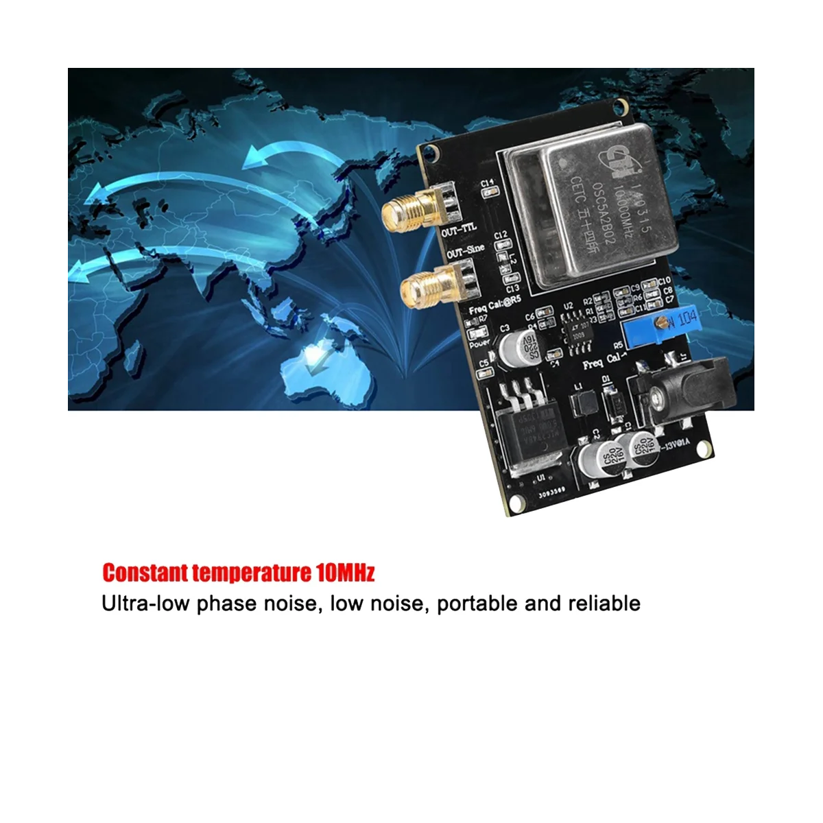 OCXO frequência referência módulo para decodificador de som, baixa fase ruído, preto, 10MHz