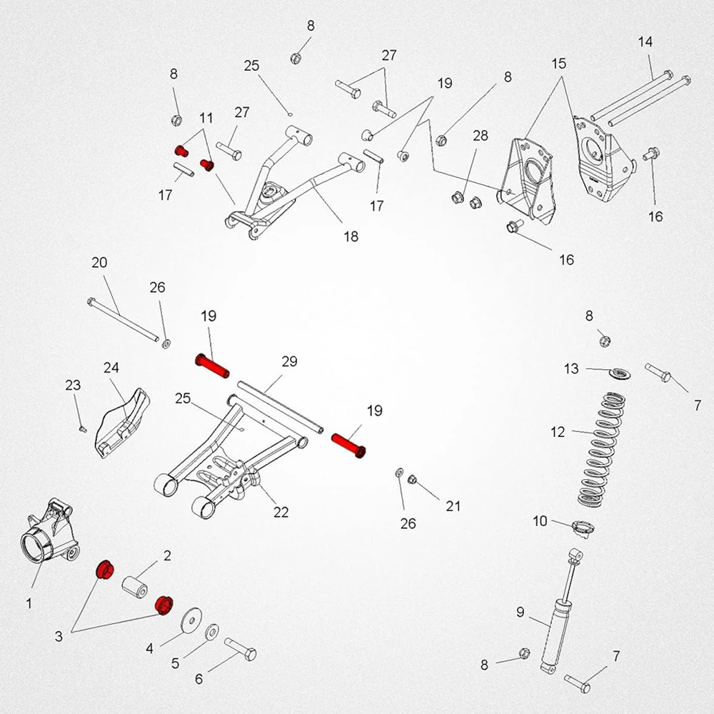 طقم جلبة ذراع التعليق الخلفي لـ Polaris Sportsman 335/400/450/500/570/800/ETX، يستبدل 5436973 5438902 5439270 #6