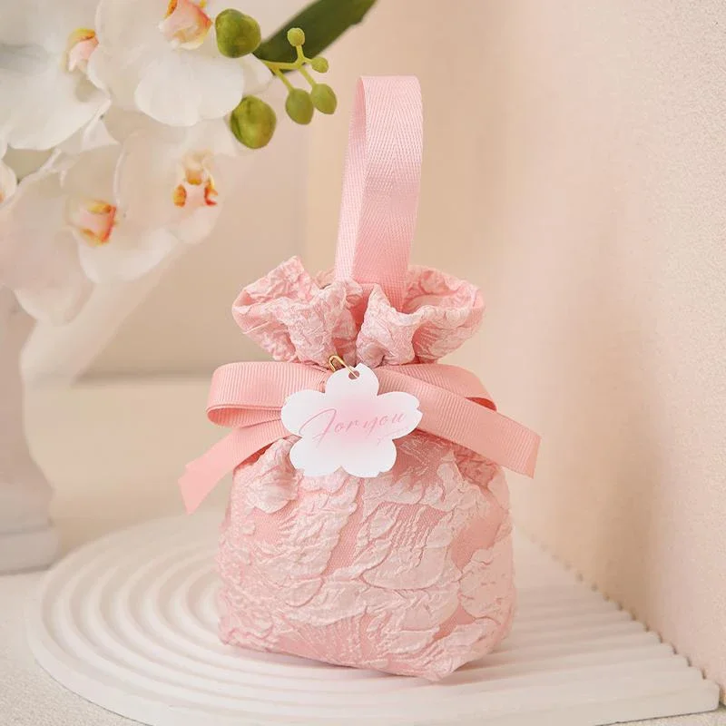 1 قطعة حفل زفاف المحمولة شرابة حقيبة كاندي حقيبة النسيج الرباط جيب كاندي الحقائب حقائب للهدايا ديكور المنزل حفلة الحسنات حقيبة #4