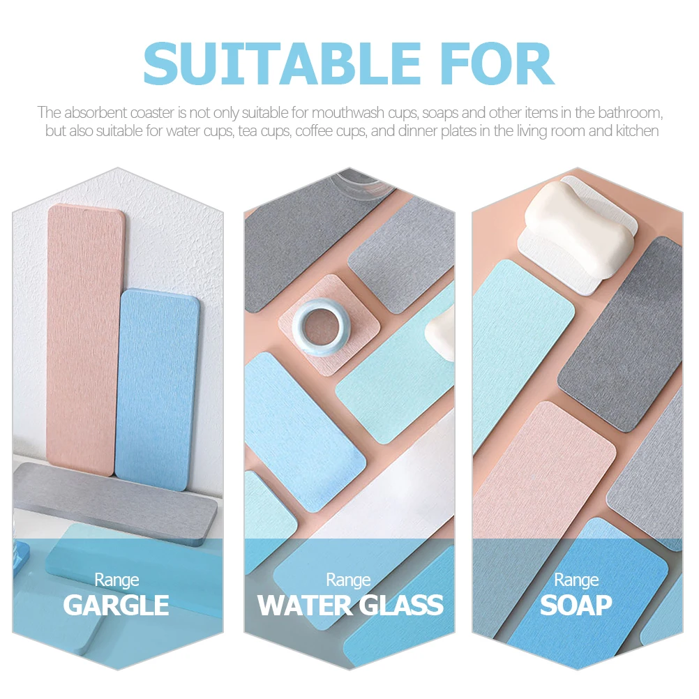 

2pcs Diatomite Absorbent Coasters Bathroom Countertop Mats Soap Holders Water Drying Pads For Kitchen Coffee Cup Dish Anti-Slip