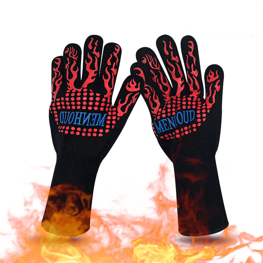 Gants de four ignifugés à haute température, isolation thermique, protection du travail, barbecue, 1PC, 500, 800