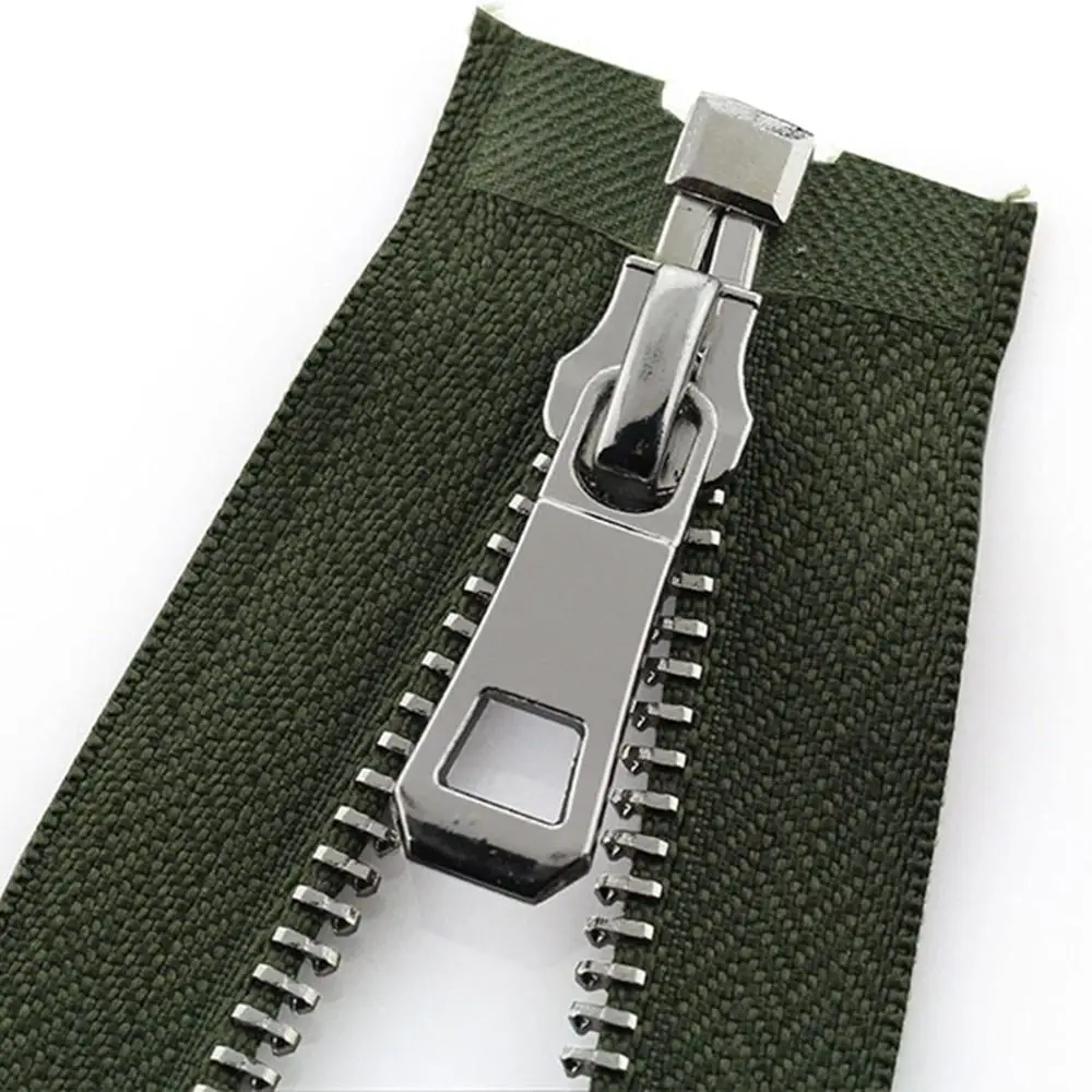 New Platinum 5# Zipper 45cm/17.72 inch Open-end Auto Lock White Metal Metal Zipper for Clothes Shoes Pocket Garment