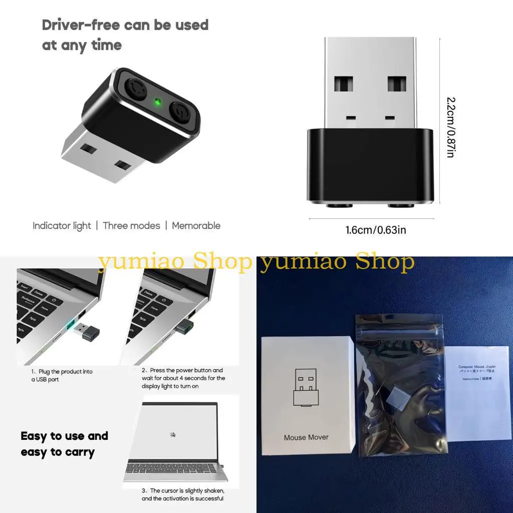 587B Multifunctional USB Mouse Jiggler Prevent Sleep Modes USB Mouse Mover Wide Compatibility Undetectable Mouse Mover