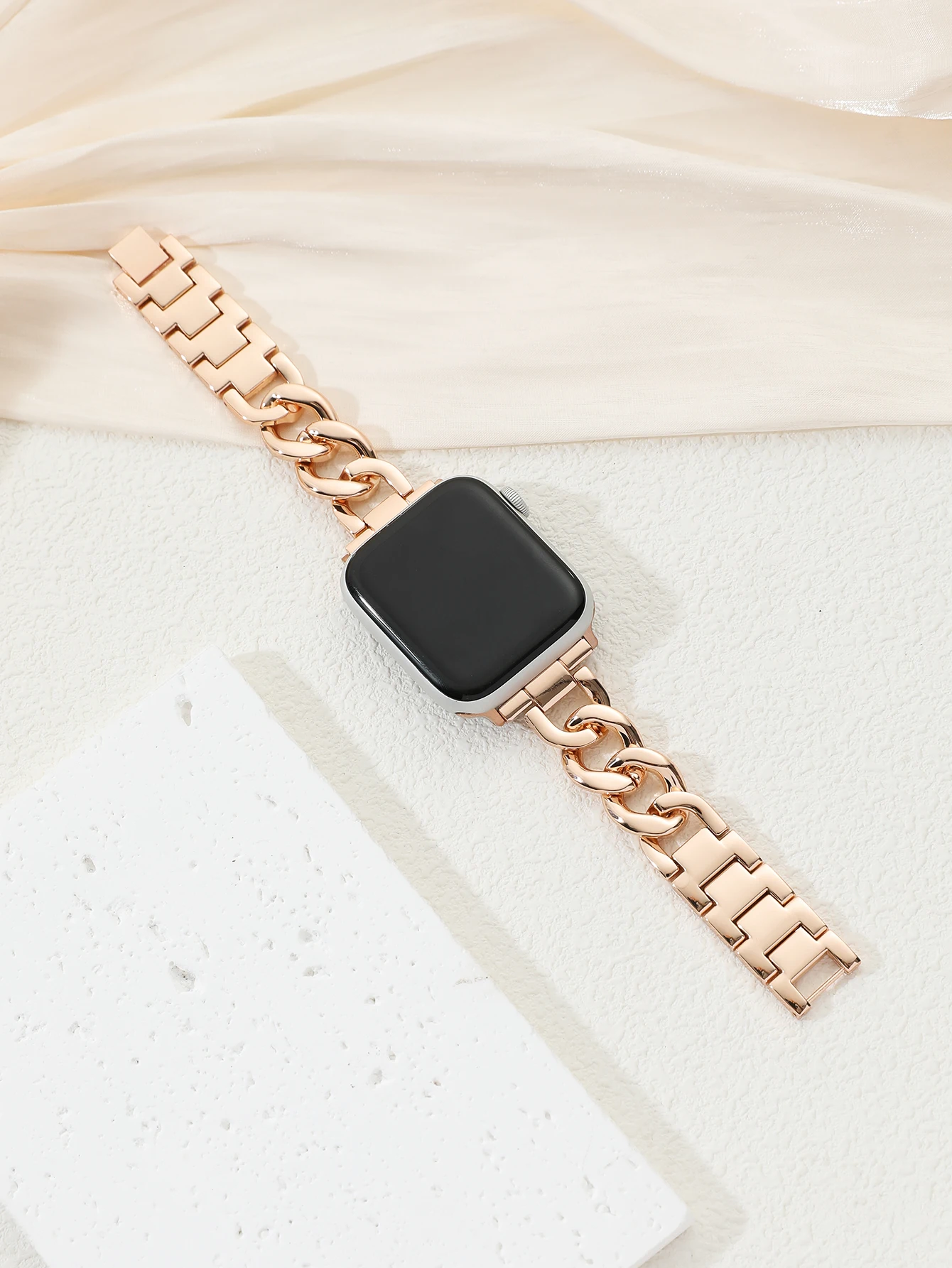 Cuban Link strap for Apple watch band 40mm 41mm 45mm 44mm 49mm Stainless steel metal bracelet iWatch series 8 7 6 5 se ultra image 3