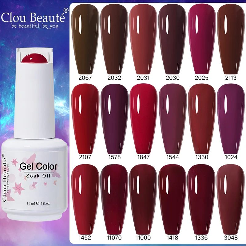 Clou Beaute 15ml สีแดงเจลเล็บกึ่งถาวร Soak Off UV LED เจลเคลือบเงาฐาน Matte Top Coat เล็บเล็บ