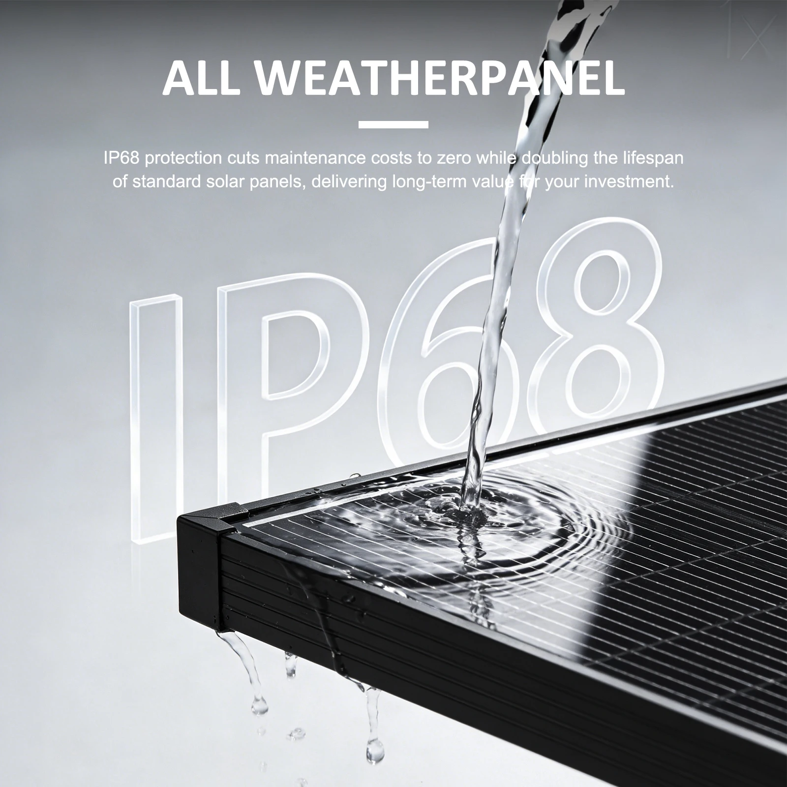 200W 400W All Black N-Type Monocrystalline Solar Panel, A+ Grade 18BB Cells, 25.6% High Efficiency, IP68 Waterproof PV Module for Off-Grid Home RV Boat Solar System