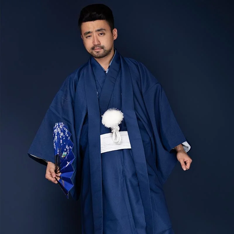 Men's anime ancient kimono Japanese style haori samurai kimono traditional Japan costume performance clothing kimono full set