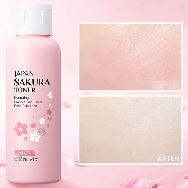 LAIKOU Cherry Blossoms Тоник для лица Глубоко увлажняющий, контроль жирности, сужение пор, макияж, уход за водой, тоник для кожи Сакура, 100 мл