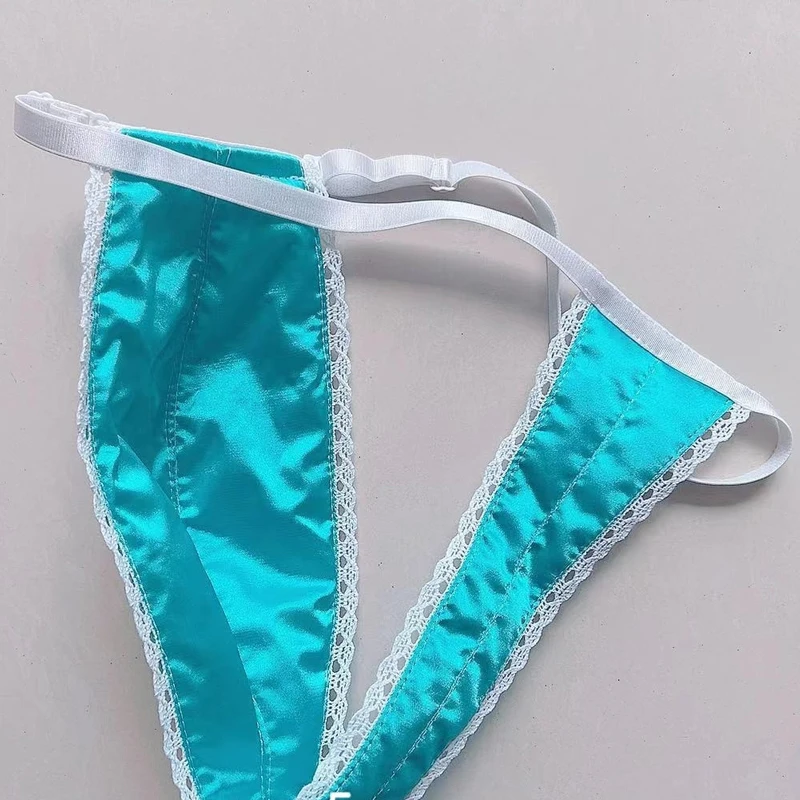 Calzoncillos para hombre hechos a mano, rojo, azul, sedoso, con espalda en T, espectáculo en vivo, Club, DJ, Bar, disfraces sexys, fiesta FKK