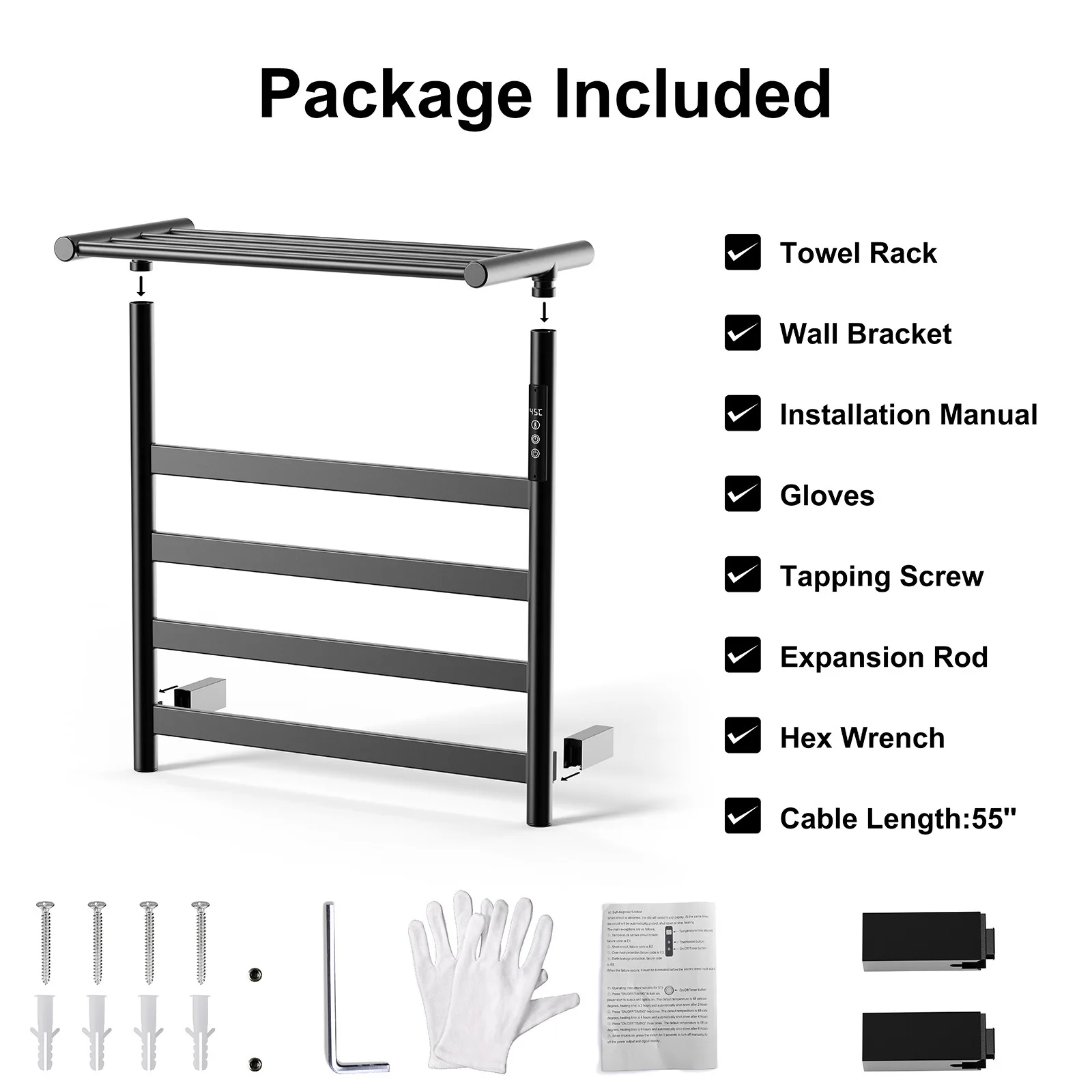 Электрическая вешалка для полотенец, сушилка для полотенец из нержавеющей стали, углеродное волокно, ванная комната, электрическая вешалка для полотенец с подогревом, легкий роскошный стиль