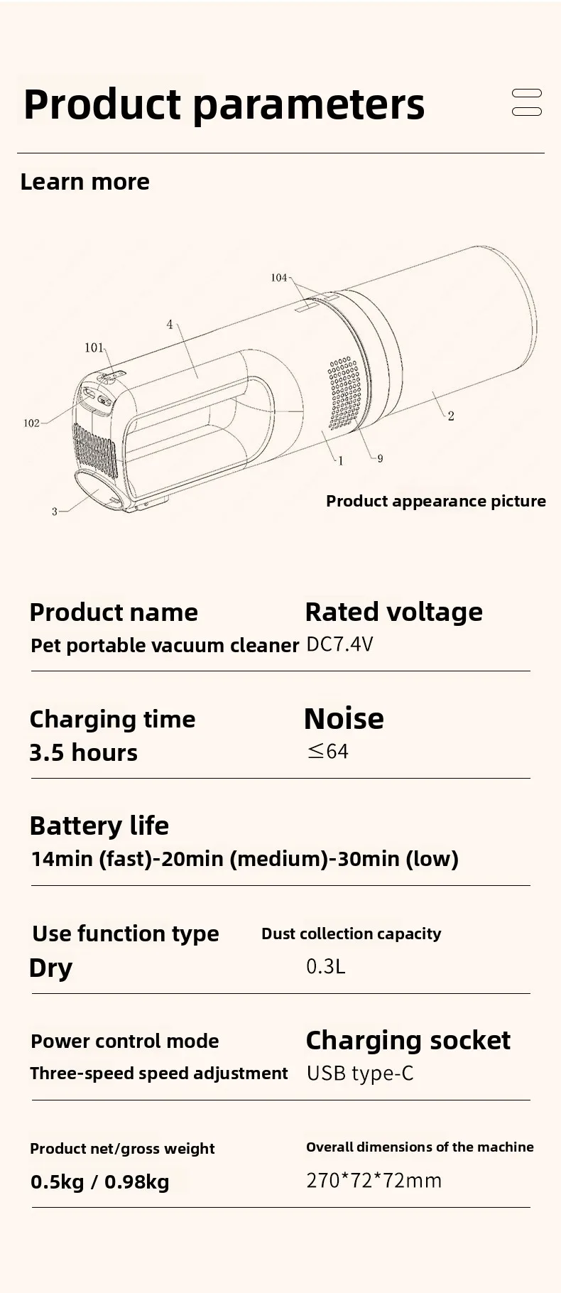 Wireless Portable Electric Pet Grooming Hair Removal Hair Suction Automatic Integrated Vacuum Cleaner