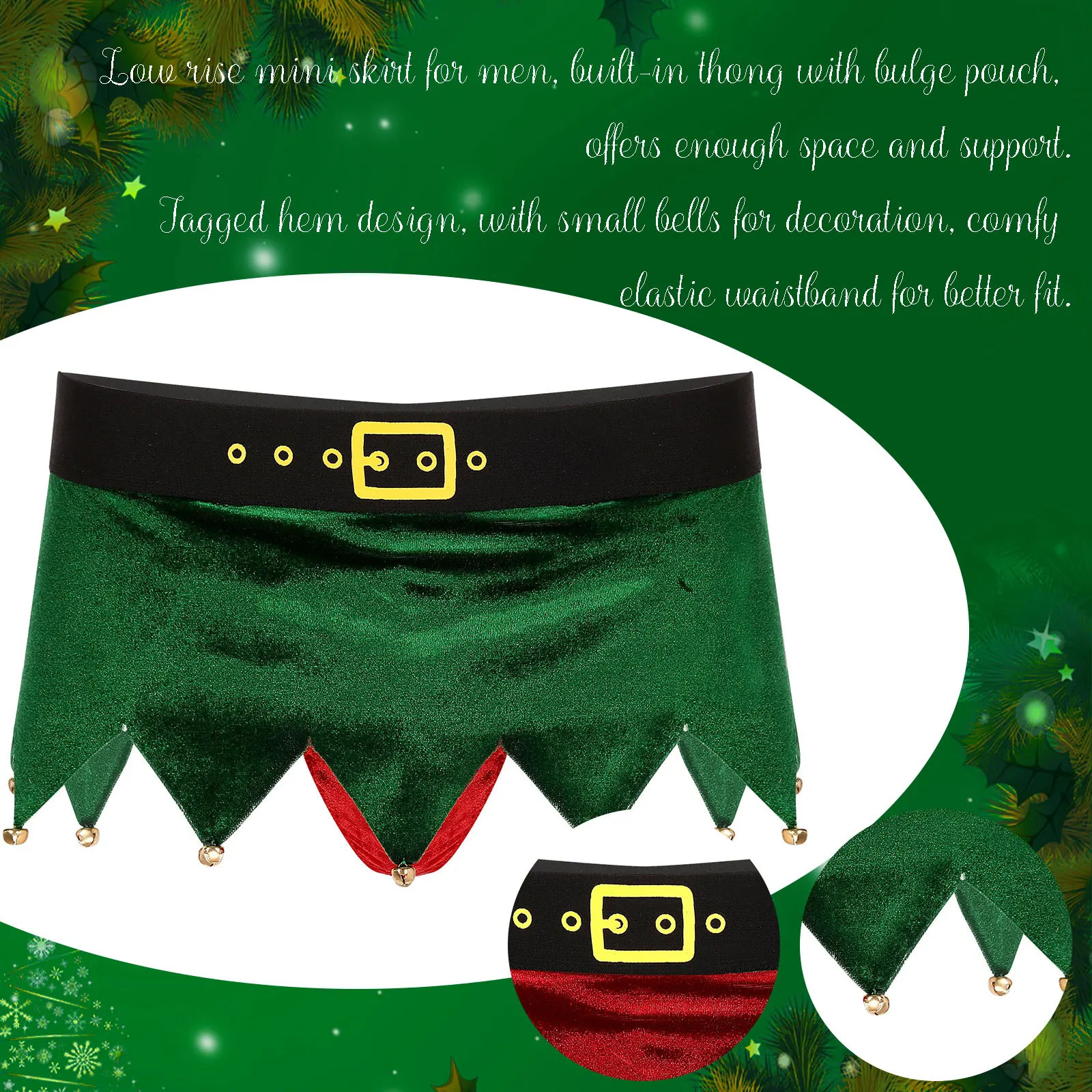 Indumenti da notte per le vacanze di Natale Gonna Sissy in velluto da uomo Intimo Natale Babbo Natale Lingerie sexy Custodia rigonfia Minigonna dentellata