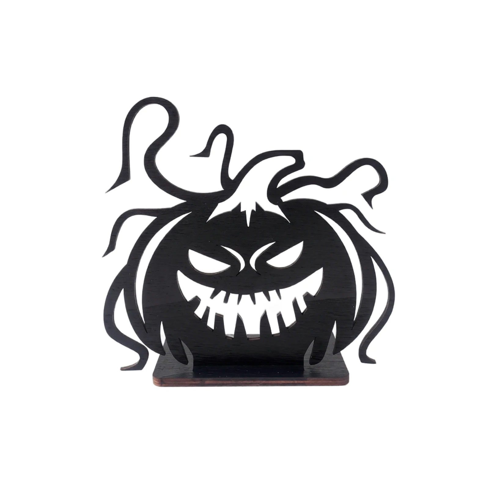 Halloween Tabletop Candle Holder Projection Ornament Wooden Candlestick Crafts Festival Desktop Decoration for Home Party