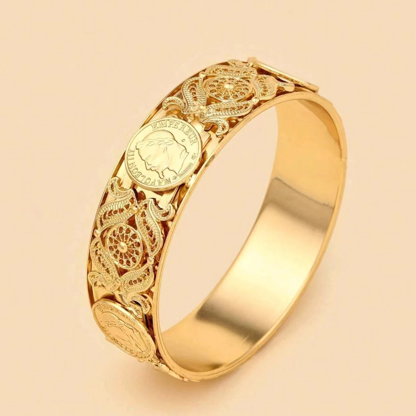 Golden Color Bangles for Women Dubai Bride Wedding Ethiopian Bracelet Mexico fashion accessories Arab Jewelry