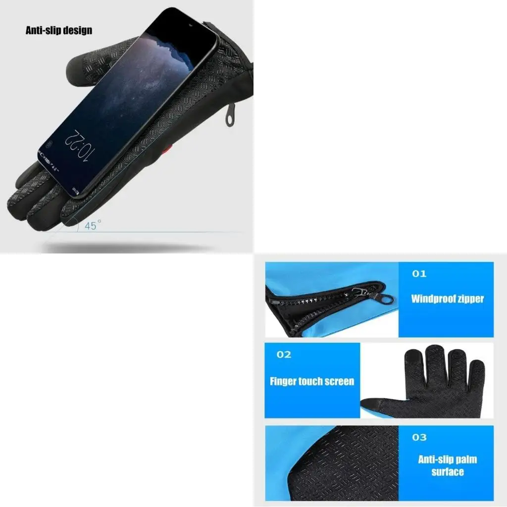 

Унисекс водонепроницаемые перчатки с сенсорным экраном для катания на лыжах и езды на велосипеде с противоскользящей ручкой в на