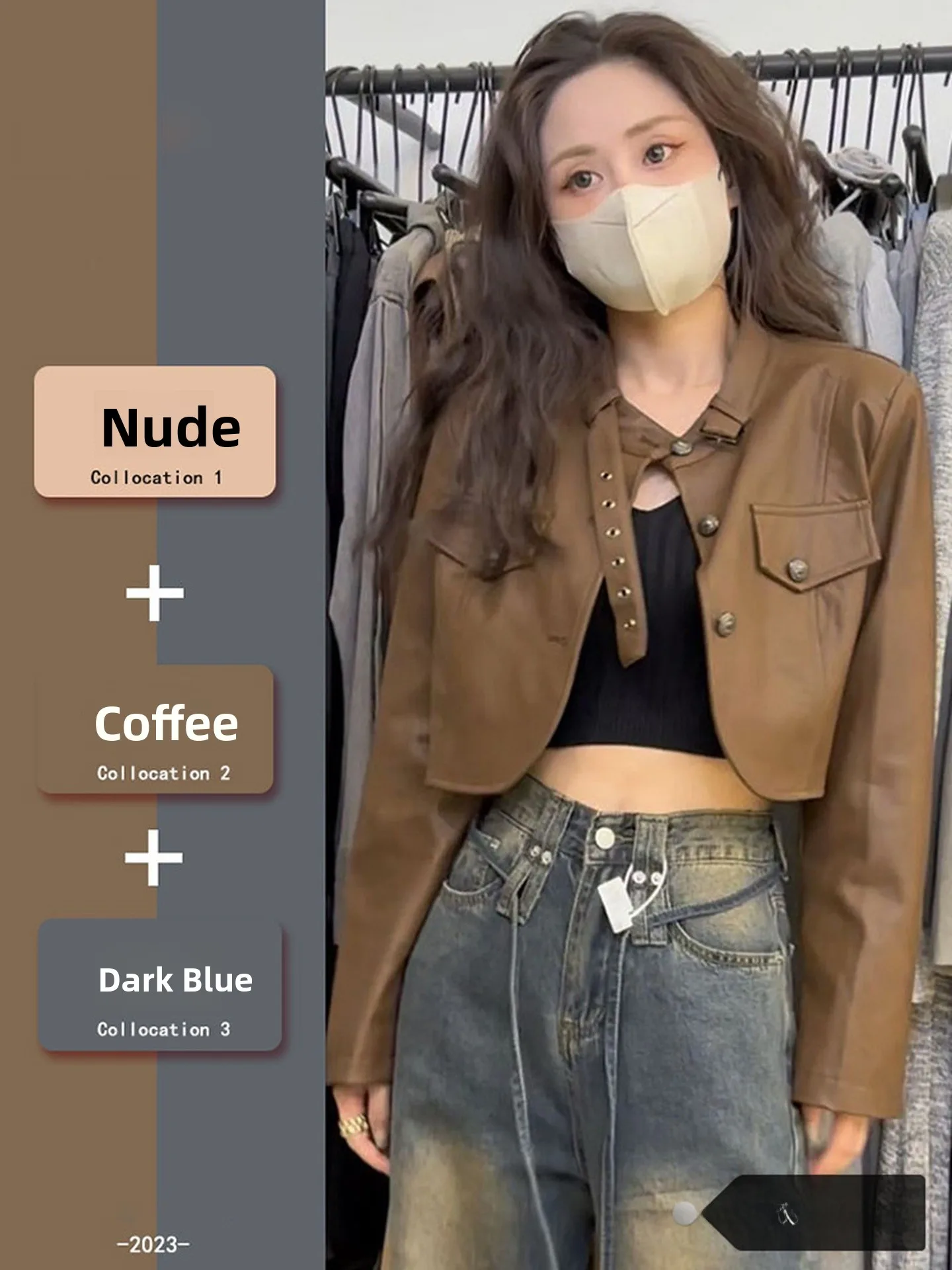 

Ele ort Leather Jaet Women's Spring 2026 New Sle Large Size High-End Feel Commute Sle PU Material Long Sve