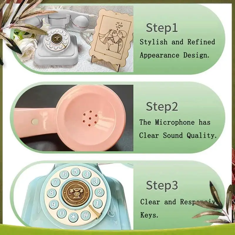 New-European Retro Wedding Audio Message Book Birthday Voice Blessing Message Decoration Phone Voice Guest Book Phone Blue