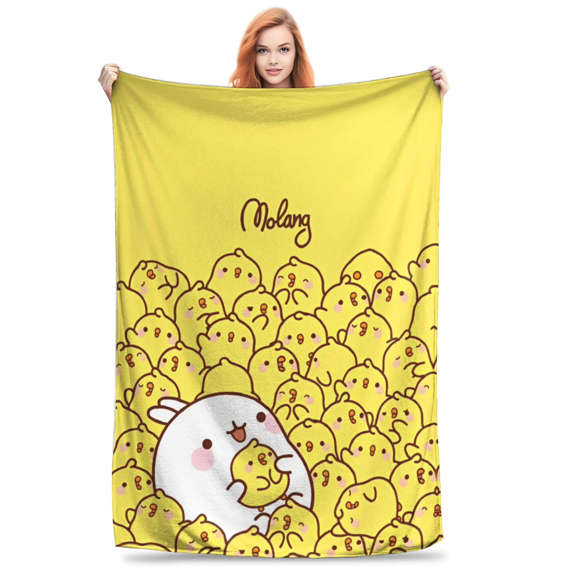 

M-Molangs with Piupiu Flannel Throw Blankets Blankets for Bed Car Warm Bedspread,