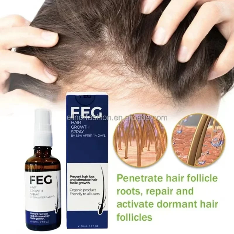 2pcs FEG hair growth spray original Organic Anti Hair Loss Hair Growth Treatment Oil For Thicker Long Hair -50ML