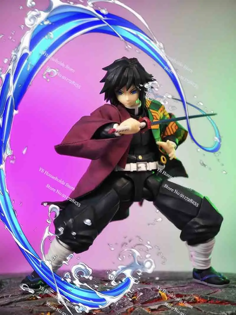 1/12 Kamado Tanjirou 불꽃 격자 무늬 윈드 브레이커 Tomioka Giyuu 스파우트 Shf Anime Demon Slayer Soldier 용 색상 장난감 액세서리