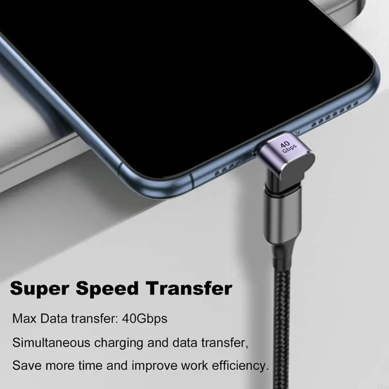 Adaptador USB C 34YC 90 ° Extender 40Gbps PD 100W Carga rápida para cubierta
