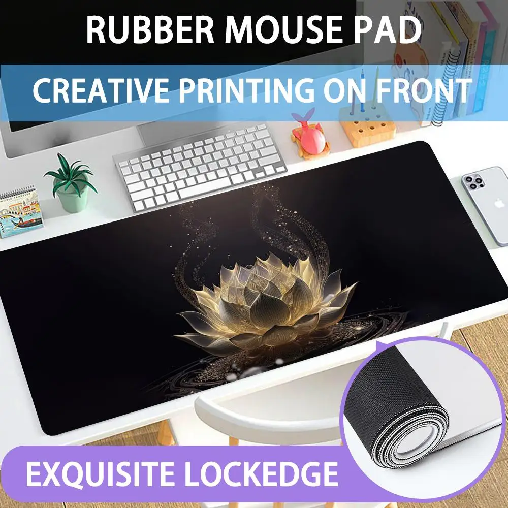 

Mouse Pad Large rubber mouse pad with lock edge computer gamer HD Colorful lotus flowers printing desk pad keyboard pad