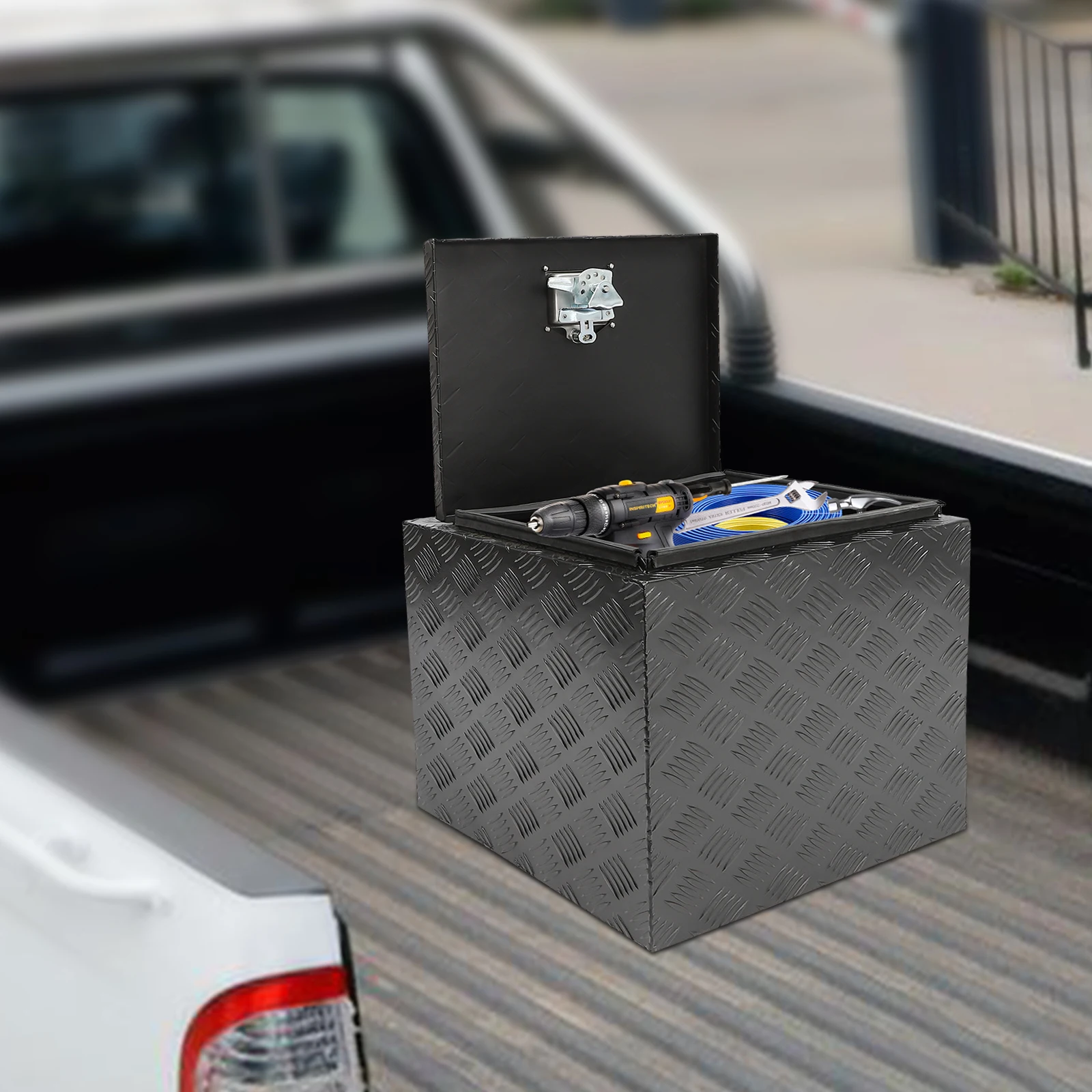 18"X17" X18 "Heavy-Duty Aluminum Tool Truck Bottom Box, Truck Trailer Storage And Locking-
