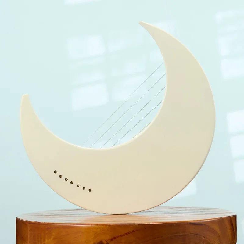

Hooqu Good Quality White Moon Lyre Harp Children's Mini Harp 7-string Lyra Harp