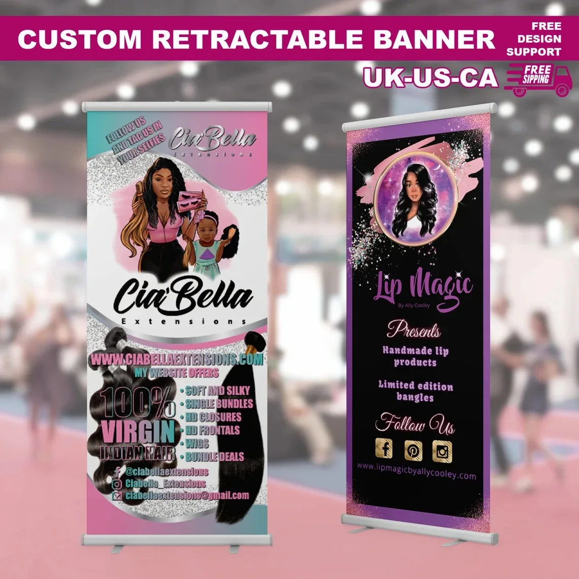 Retractable Roll Up Shop Banner Stand, Personalized Advertisement Sign Display, Custom Printing