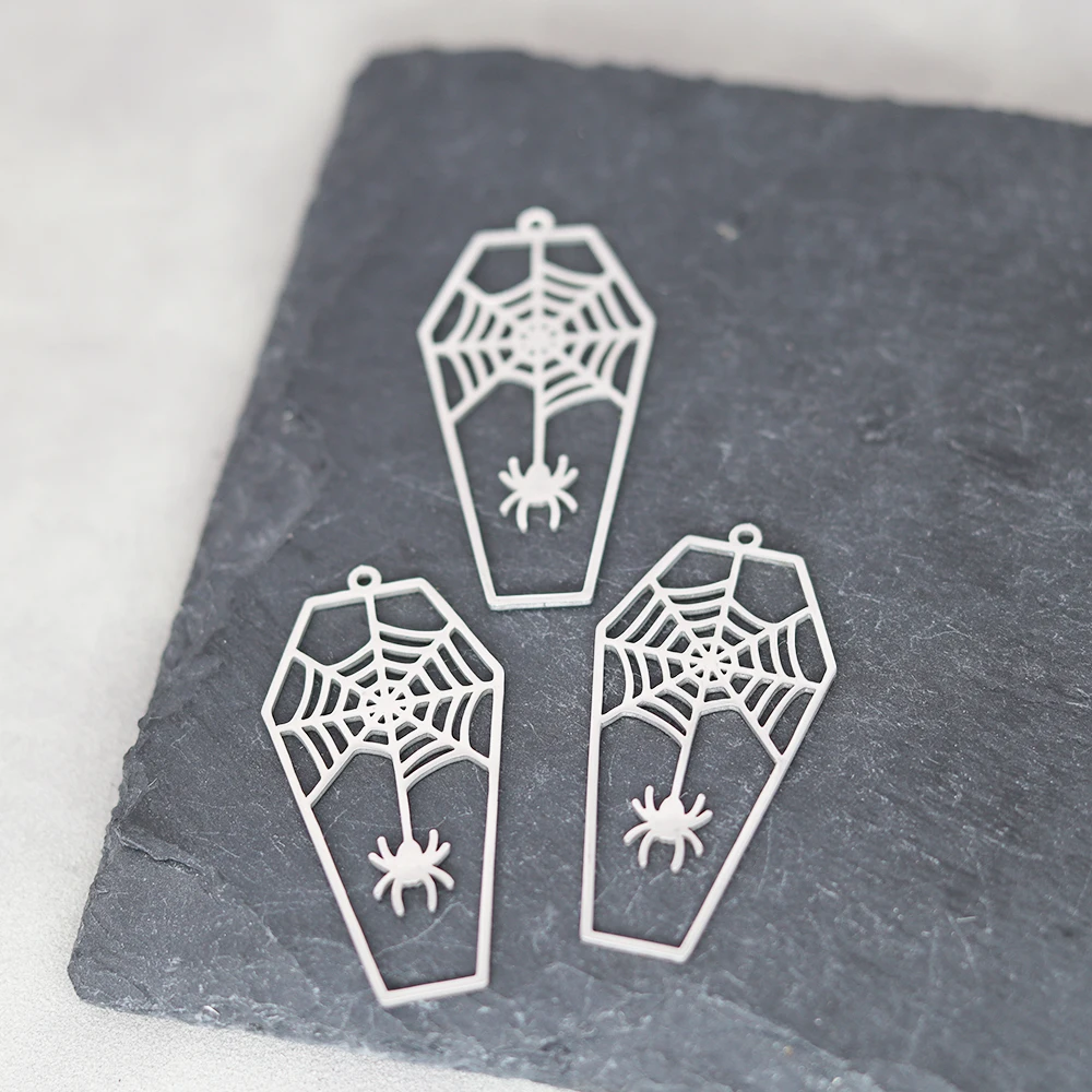 3pcs Stainless Steel Charms for Jewelry Making Abstract Face Sword Moth Skeleton Lotus DIY Pendant for Earring Necklace Bracelet
