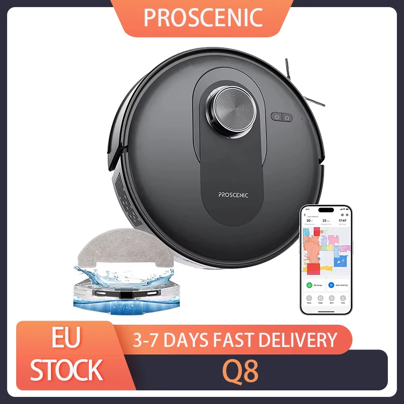 Pro scenic Q8 Roboter Vakuum und Mop Combo, 200 pa Absaugung, Lidar Nav, min Laufzeit, automatische