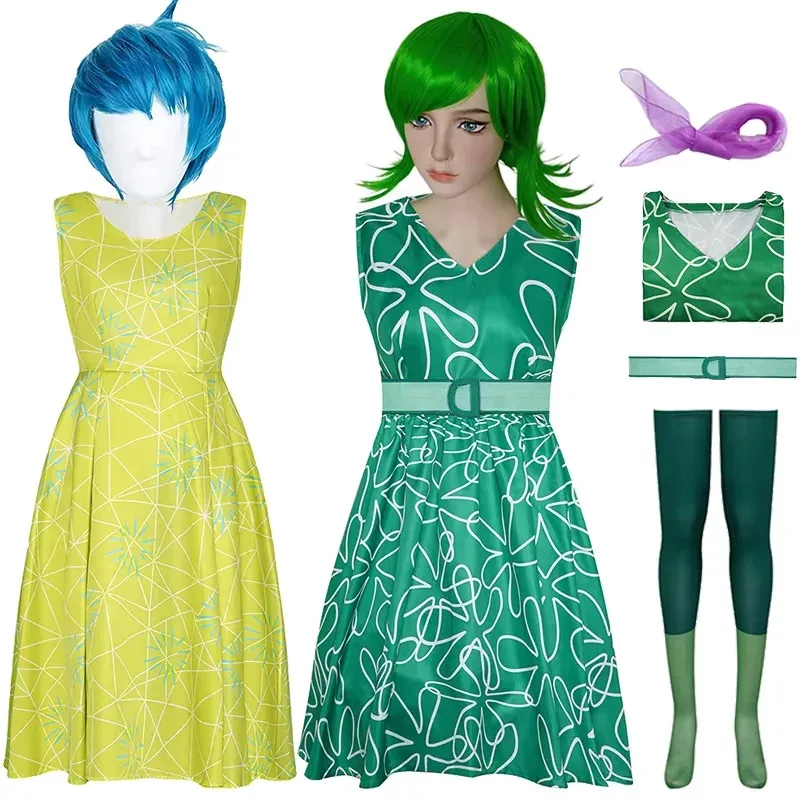 ❤ Костюм для косплея из фильма, платье принцессы с цветочным рисунком для взрослых и детей + пояс + шарф + парик, карнавальное праздничное платье на Хэллоуин для девочек ★ ❤ ★