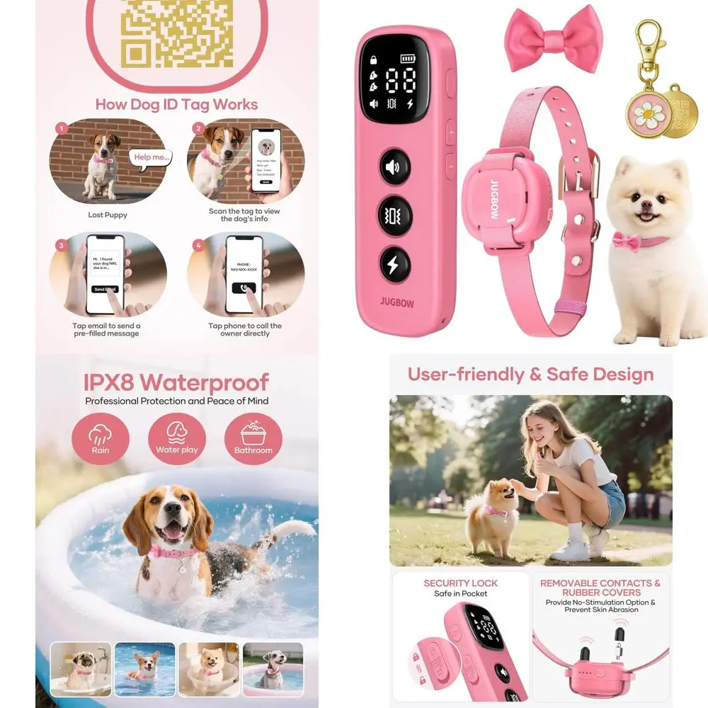 

Long-Range Waterproof Dog Training Collar with Remote for Small Breeds: Beep, Vibration, and Shock Options for 5-30lbs Dogs