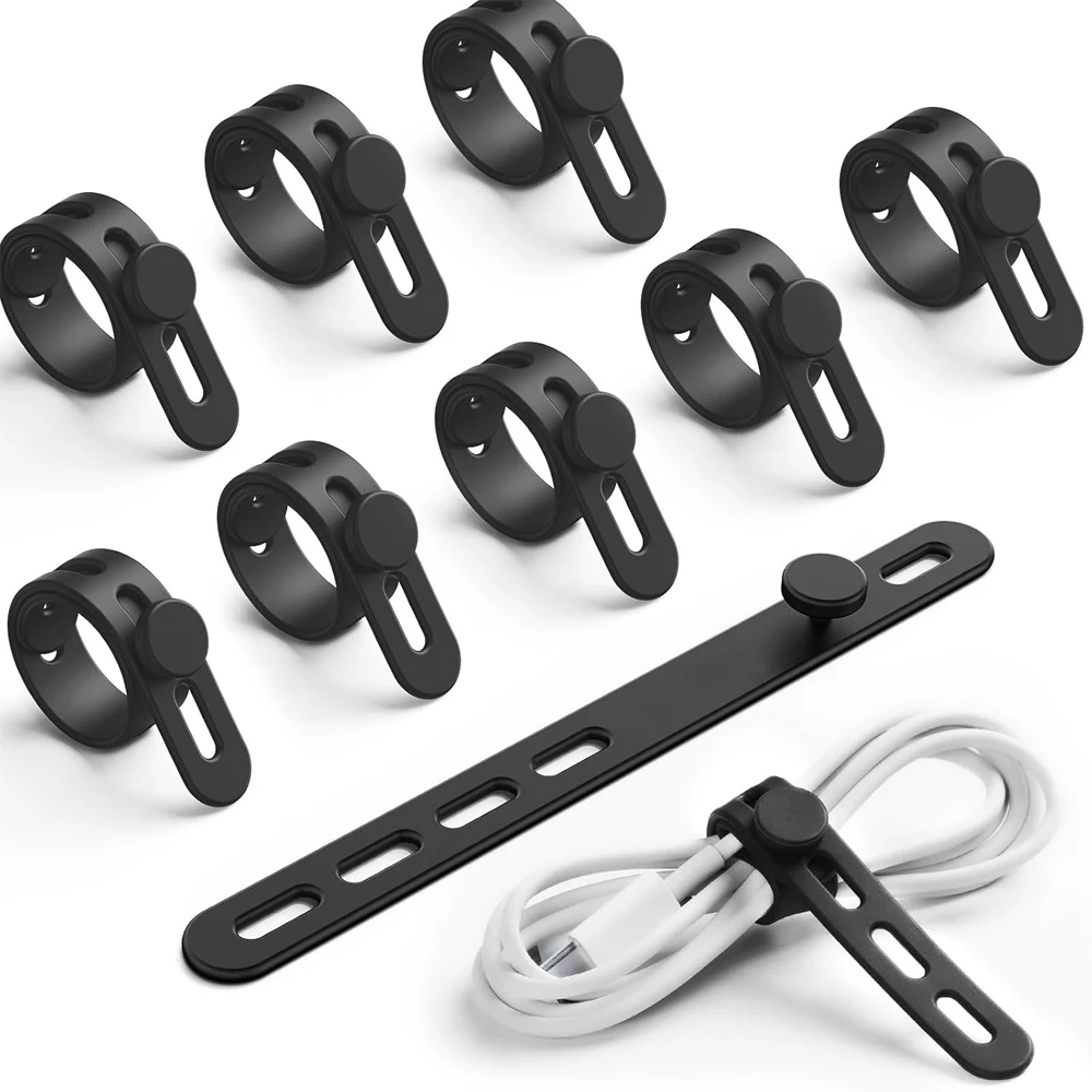 NNBILI Silicone Cable Ties Assorted Color Reusable Heavy Duty Cable Organizer Management for Fastening Cords and Wires