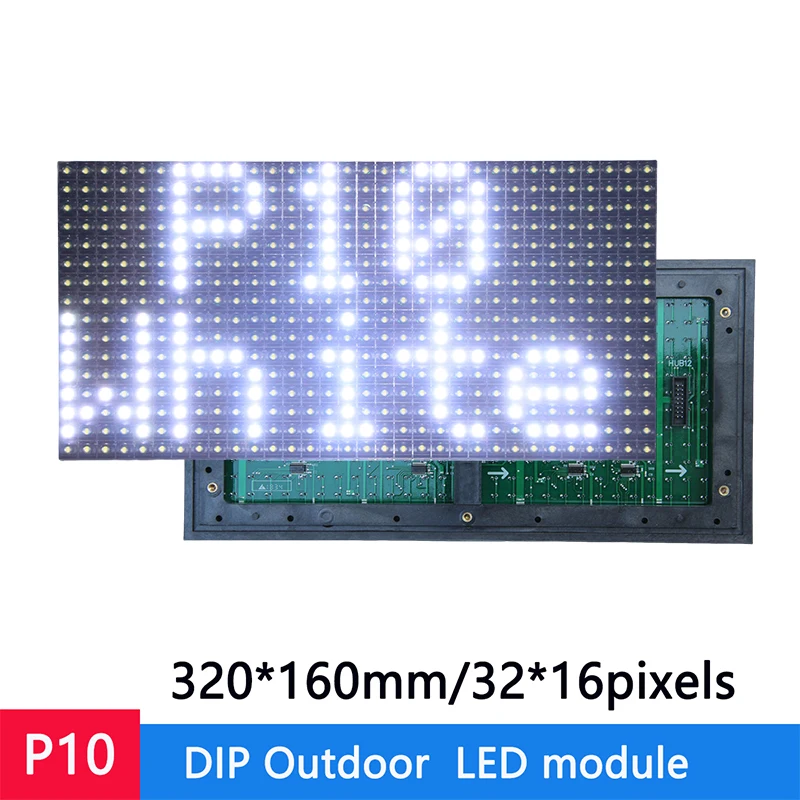 2個-320-x-160mm-hd白色ledモジュール-屋外用p10-dip-10mmピクセルピッチ-ledマトリックスディスプレイ画面-プログラム可能なビデオメッセージ
