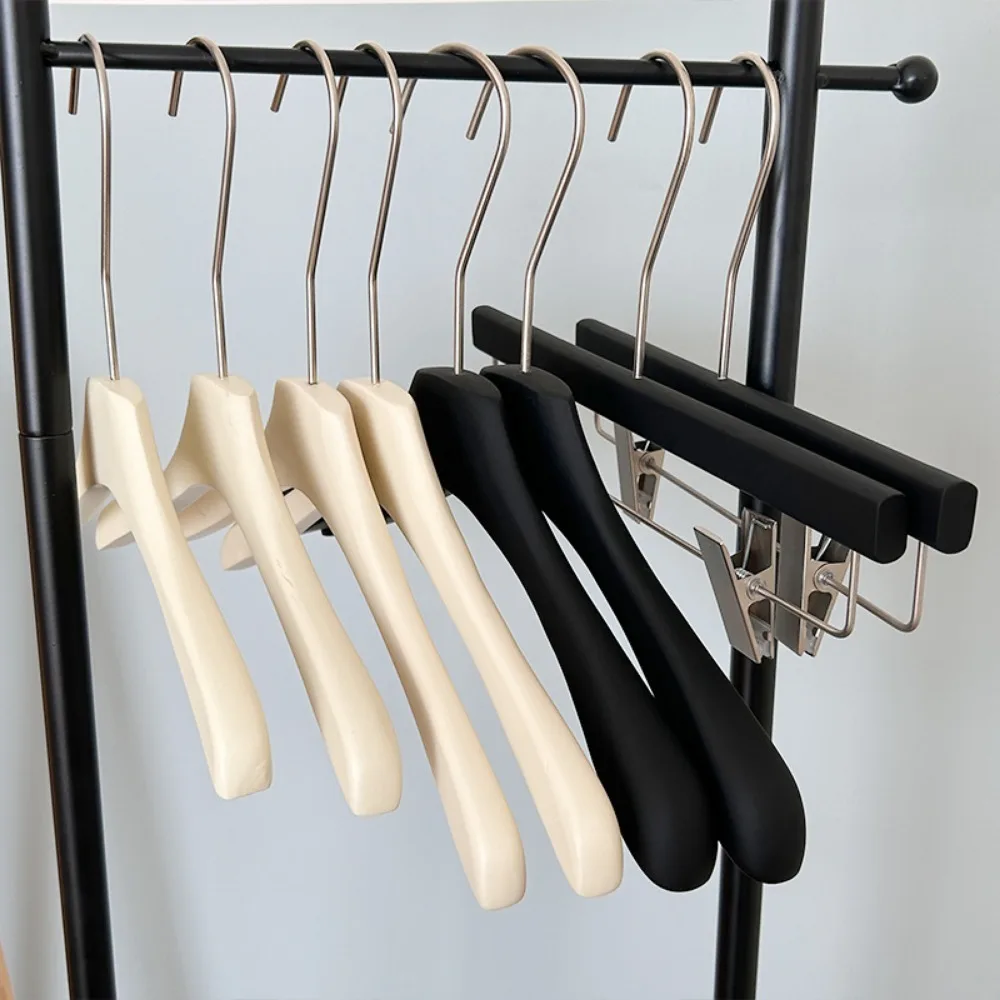 

2PCS Rubber Wood Clothes Hanger with Clip for Clothing Store Non Slip Skirt Hanger Trouser Rack for Dress Jacket