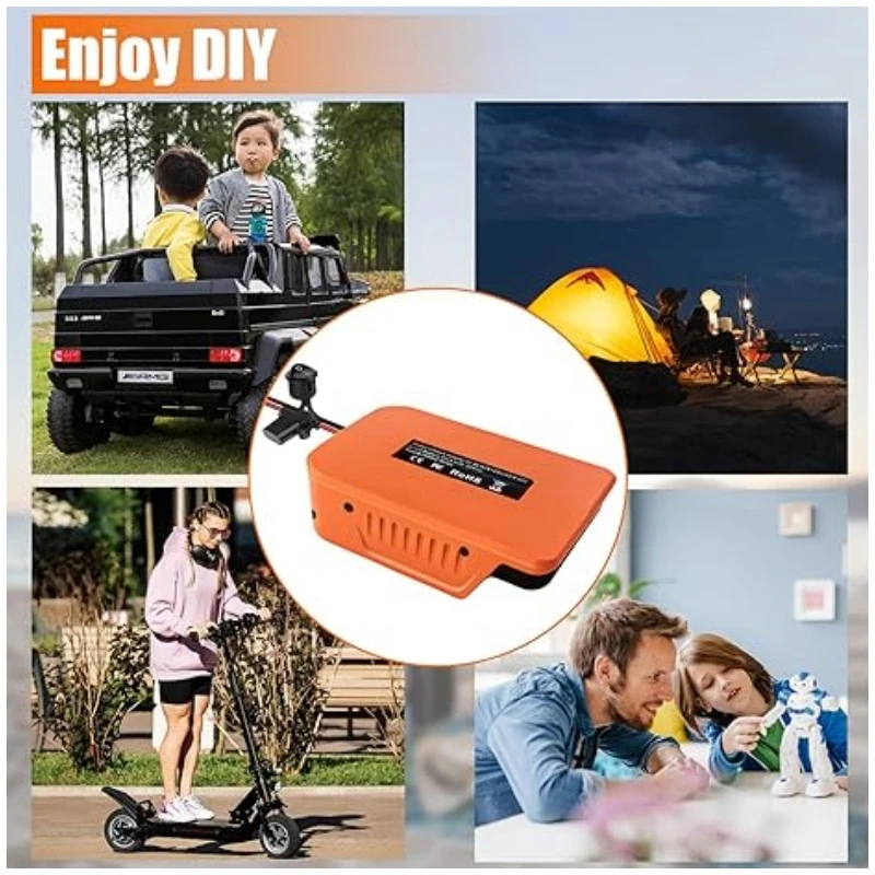 Power Wheels Adapter Battery Adapter For Black&Decker 36V-40V Battery 14AWG Wire With Fuse&Switch Power Convertor Dock Connector