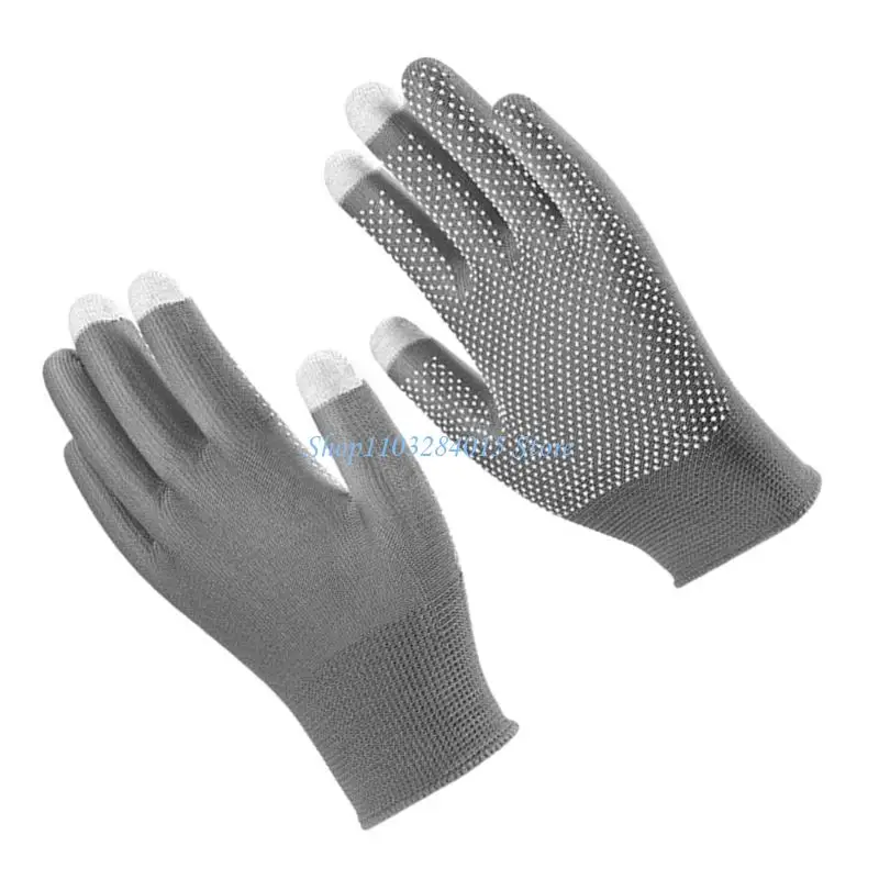 R6FF Touch Display Compatível Luvas Trabalho Revestimento Antiderrapante Para Manuseio Materiais 2pcs