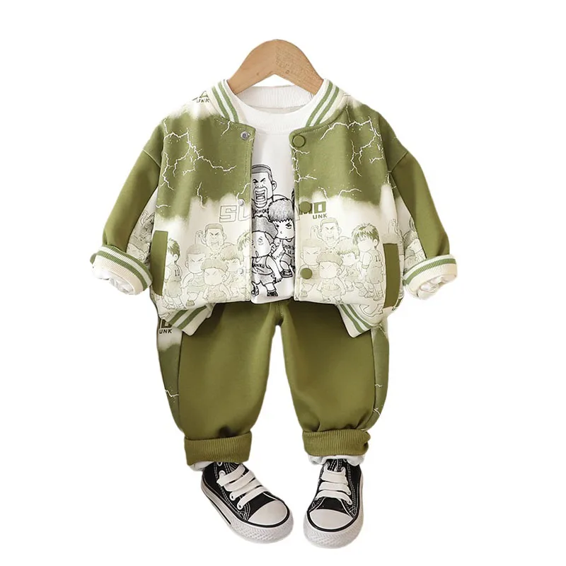 

Baby Boys Designer Luxury Clothes 2024 Fall Casual Printed Long Sleeve Hooded Jackets + T-shirts + Pants Kids Christmas Outfits