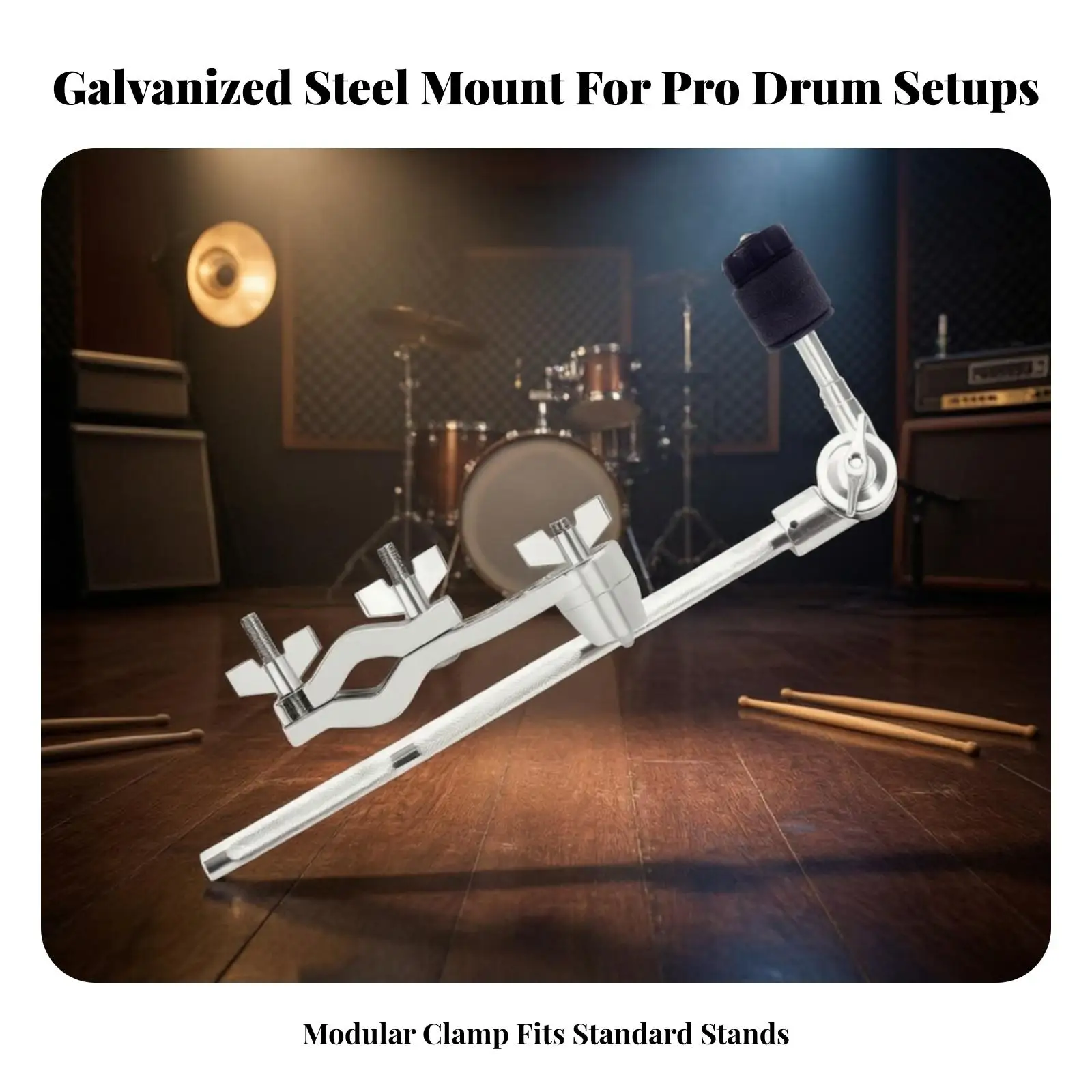 Sturdy Cymbal Extension Mount with Padded Post for Electronic Drum Rack Clamp Accessory