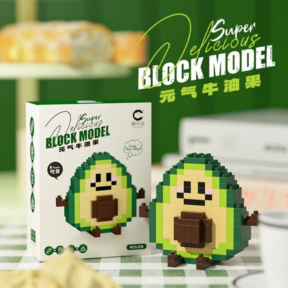 Micro Particle Building Blocks Cartoon Fruit Food Figure Model Kiwi Strawberry Orange Fries Ornament Collectible Building Brick