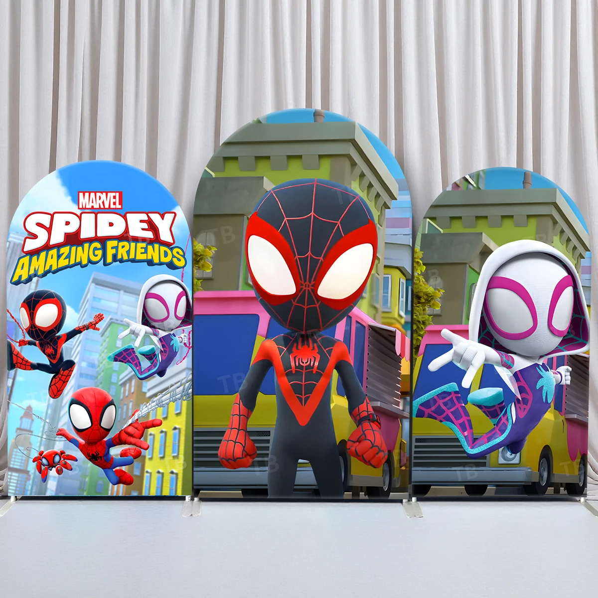 

TB Marvel Superhero Arch Backdrop Cover Spider-Man for Baby Shower Kid Birthday Party Decor Photo Background Prop Elastic Fabric