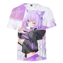 HOLOLIVE VTuber Nekomata Okayu T-shirt Summer Crewneck Short Sleeve Anime Tee Men Women's Tshirt Harajuku Streetwear 3D Clothes