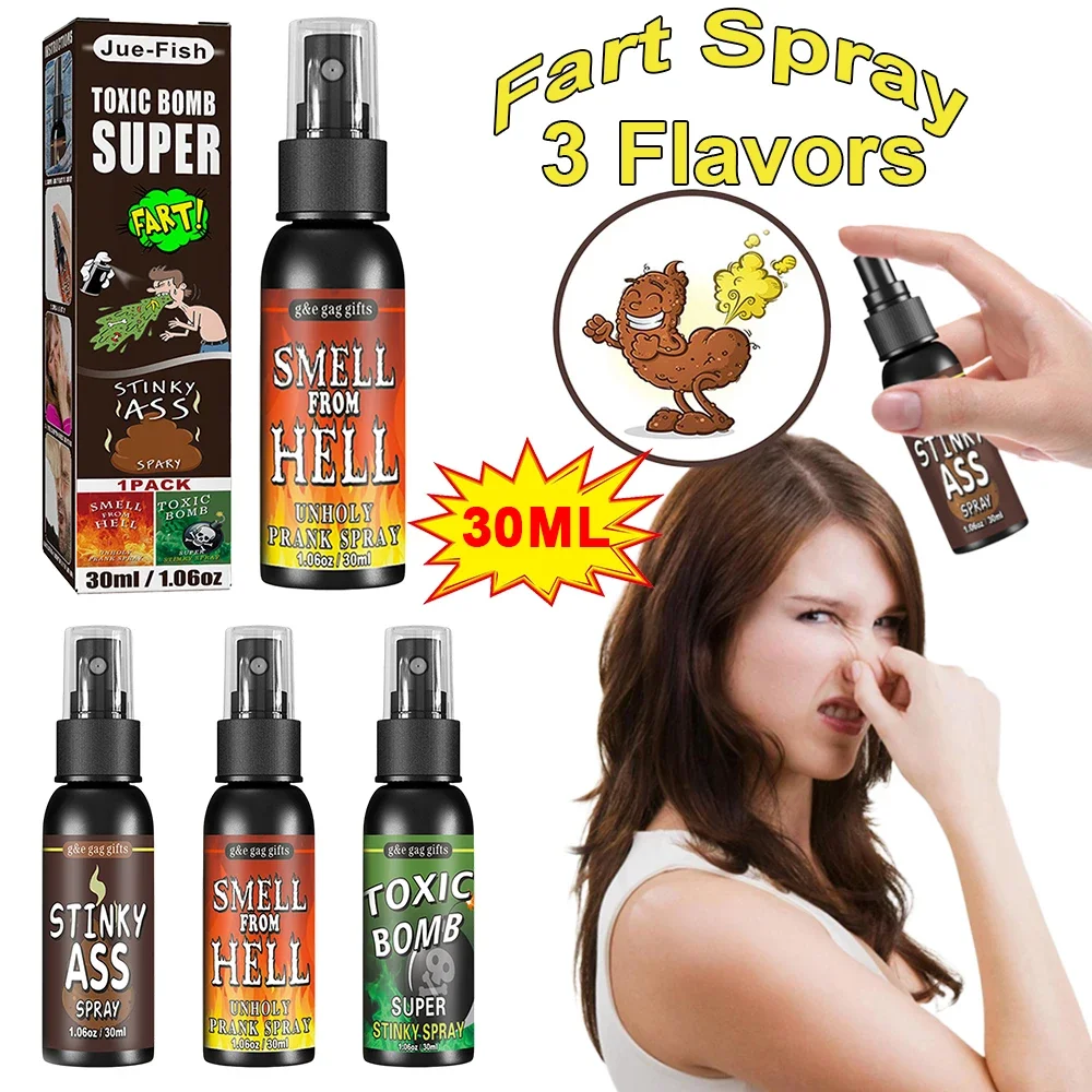 30ML Liquid Fart Spray Can Stink Bomb Ass-Smelly Stinky Gas Crap Gag Prank Non Toxic Smells Novelties Toy Joke Party Supplies