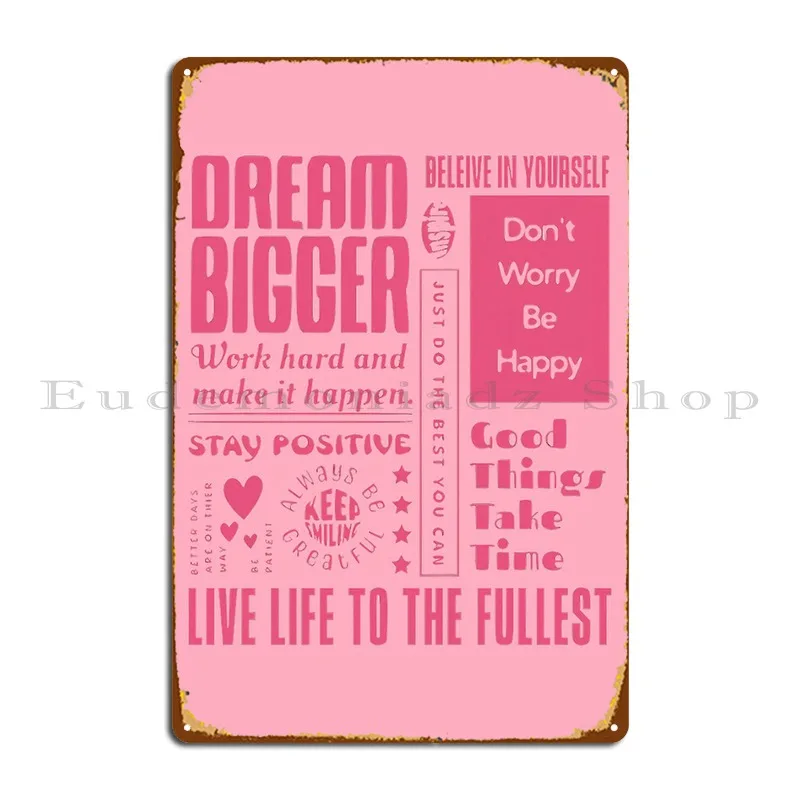 Motivational Dual Color Pink Positive Affirmations Metal Sign Bar Printing Kitchen Designing Club Tin Sign Poster