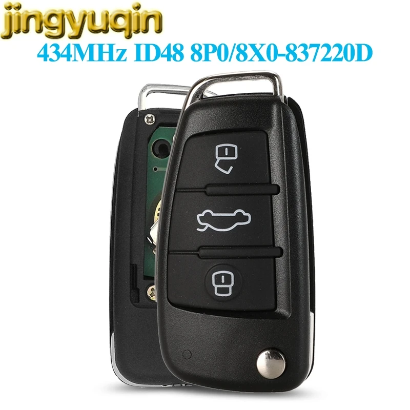 Jingyuqin chiave completa per auto per Audi A3 S3 A4 S4 TT 2005 2006 2007 2008 2009 2010 2011 2012 2013 434MHz ID48 muslima8 x0837220d