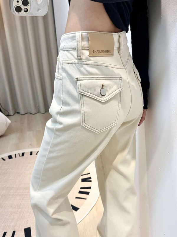 American Sle Retro Low Waist Wide Leg Jeans Women's Autumn Winter New Loose Fit Bell Bot Casual High Waist Jeans
