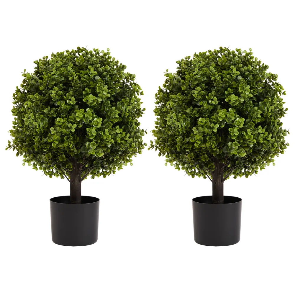 

22in Boxwood Ball Shaped Artificial Topiary Shrubs Tree in Pot for Home and Garden Decoration 2pcs/set
